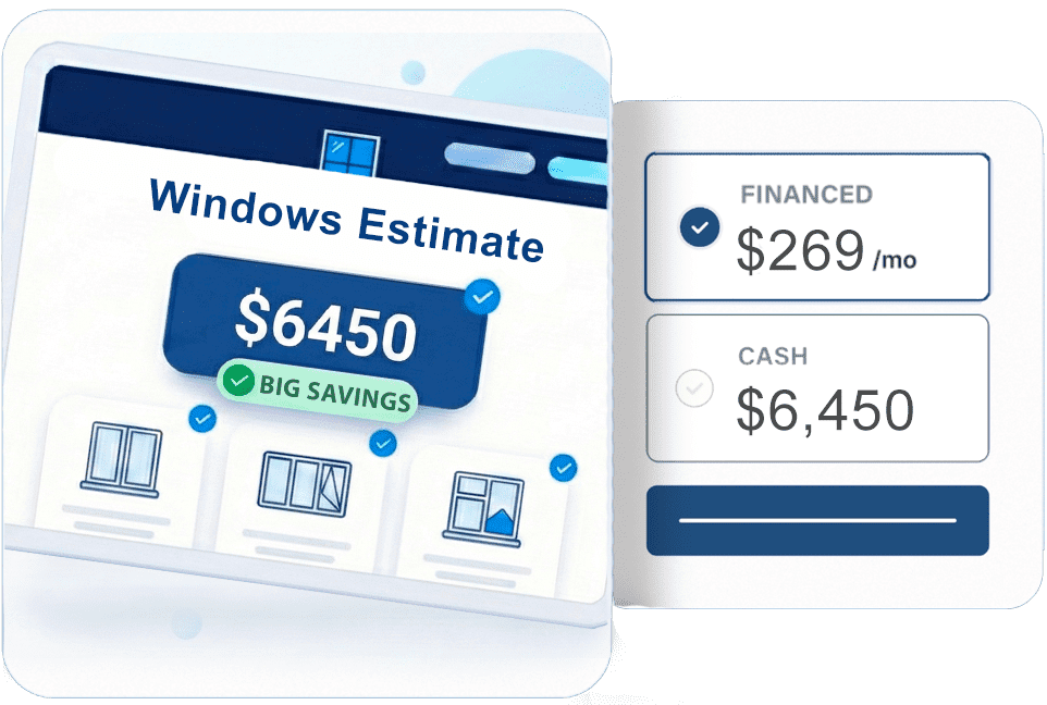 Clear, itemized window replacement estimate with monthly payment options